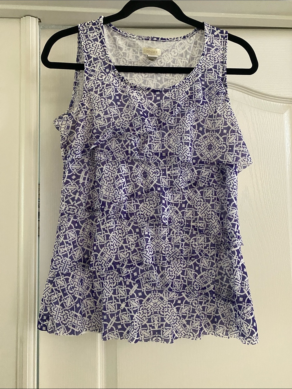 Chico's Purple and White Ruffle Camisole